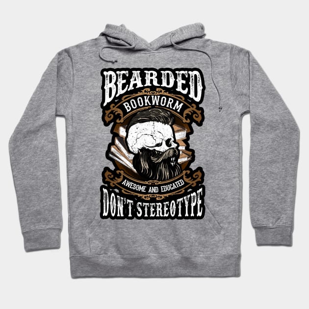 Bearded Bookworm Funny For Bearded Men Hoodie by KsuAnn